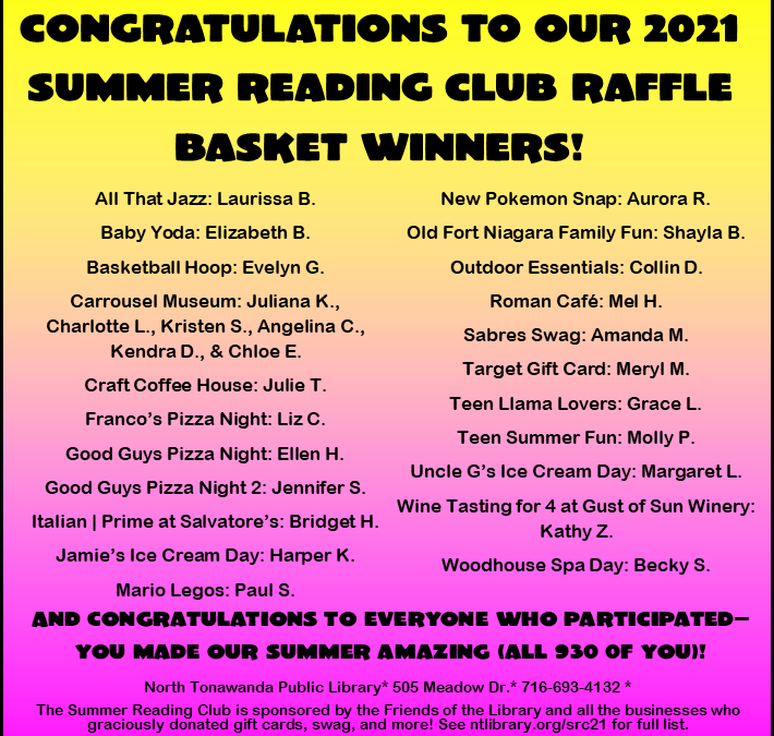 Summer Reading Club 2021 Winners